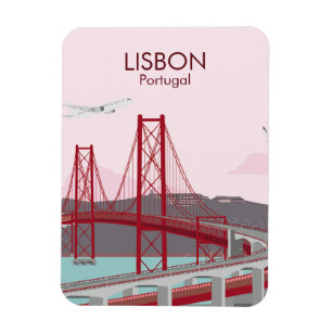 Lissabon-Brücke über den Tejo im Vintage-Stil Magnet