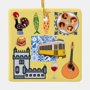 Lissabon City Symbole Keramikornament