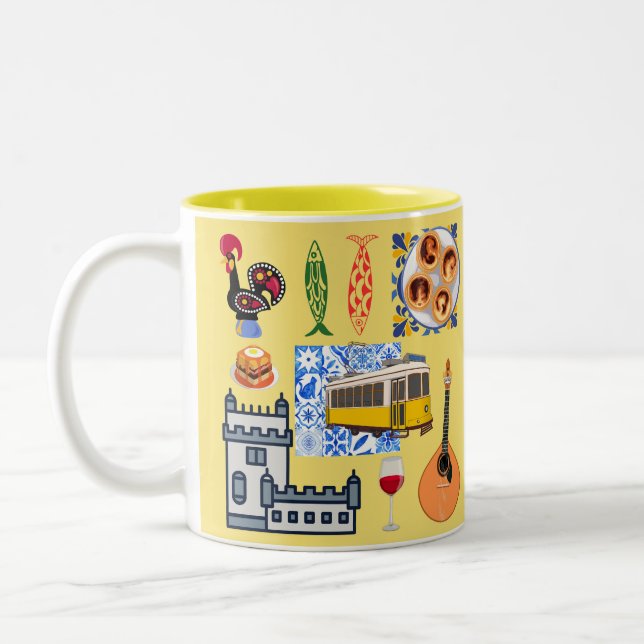 Lissabon City Symbole Zweifarbige Tasse (Links)