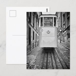 Lissabon Elevador da Gloria Funicular Tram B/W Fot Postkarte