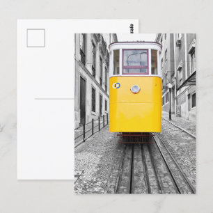 Lissabon Elevador da Gloria Gelbe Straßenbahn. Fot Postkarte