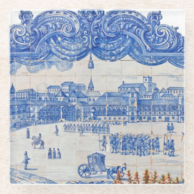 Lissabon-Fliesen-Glas-Untersetzer Glasuntersetzer (Vorderseite)