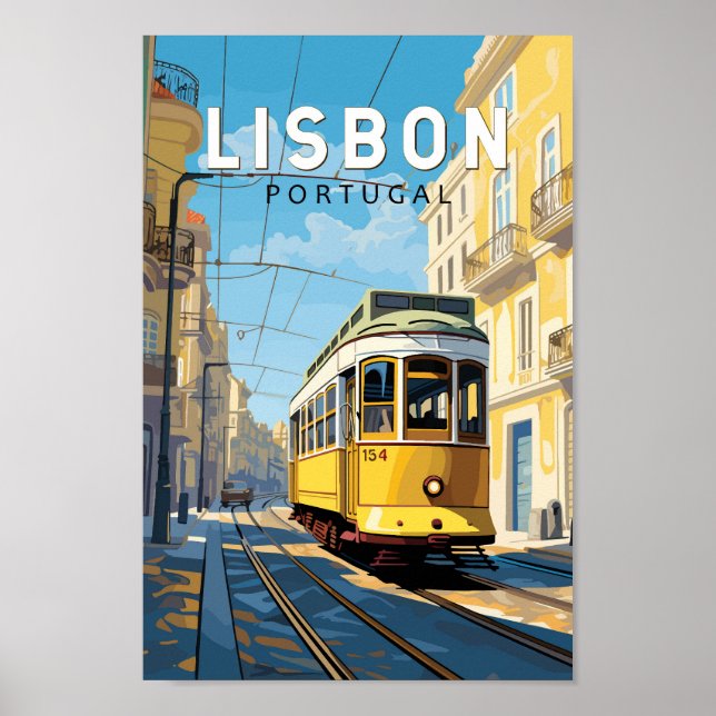 Lissabon Gelbe Straßenbahn Vintag Poster (Vorne)