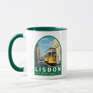 Lissabon Gelbe Straßenbahn Vintag Tasse