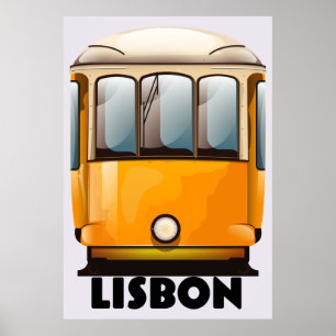 Lissabon gelbes Straßenbahn-Reiseposter Poster