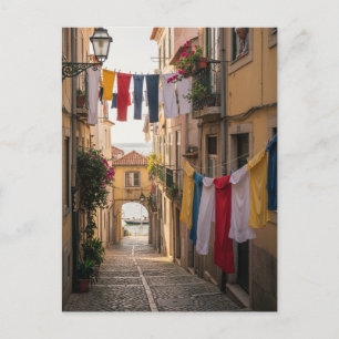 Lissabon  Portugal  Alfama Straße Wäsche Reise Postkarte