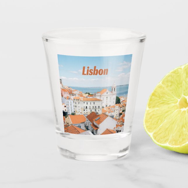Lissabon Portugal Atlantische Strände Rote Dächer Schnapsglas (Vorderseite)