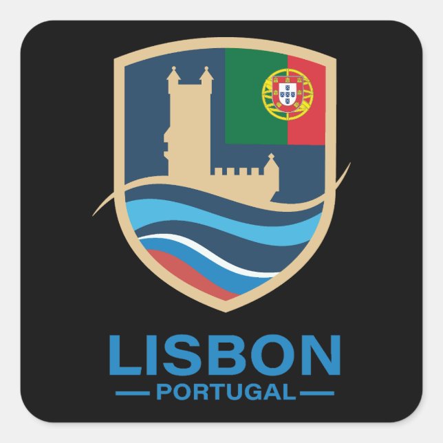 Lissabon Portugal Europa Quadratischer Aufkleber (Vorderseite)