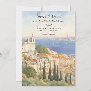 Lissabon Portugal Europäische Zielhochzeit Einladung