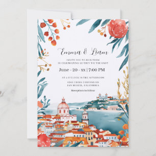 Lissabon Portugal Europäische Zielhochzeit Einladung