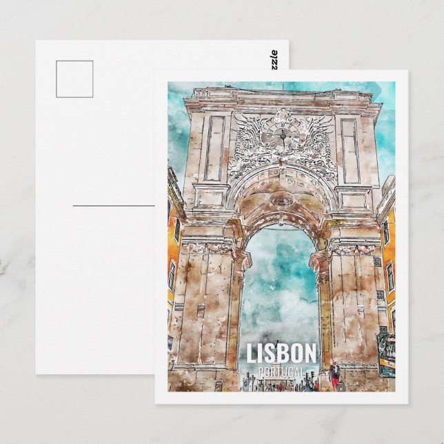Lissabon Portugal Fantastischer Ausflugsort Wasser Postkarte (Vorne/Hinten)