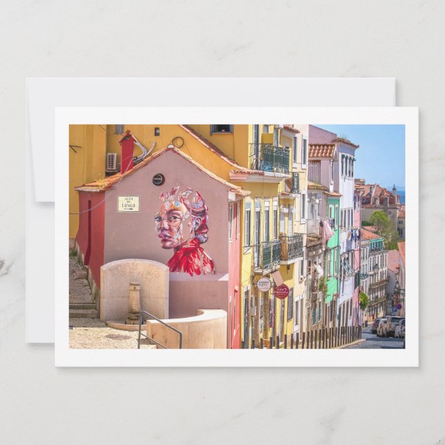 Lissabon, Portugal, farbenfrohe Wandmalerei, Note  Mitteilungskarte (Vorderseite)