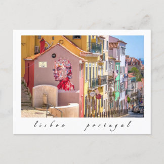 Lissabon, Portugal, farbenfrohe Wandmalerei, Postc Postkarte