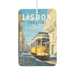Lissabon Portugal Gelbe Straßenbahn Reise Kunst Vi Autolufterfrischer