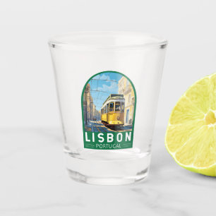 Lissabon Portugal Gelbe Straßenbahn Reise Kunst Vi Schnapsglas