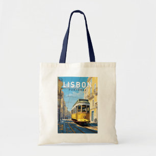 Lissabon Portugal Gelbe Straßenbahn Reise Kunst Vi Tragetasche