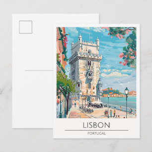 Lissabon Portugal Kunst Illustration Reise Postkarte