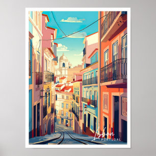 Lissabon Portugal Kunst-Jahrgang Reise Illustratio Poster