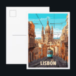 Lissabon Portugal Kunst-Jahrgang Reise Illustratio Postkarte<br><div class="desc">Lissabon Portugal Art Vintage Reisewohnung Illustration</div>