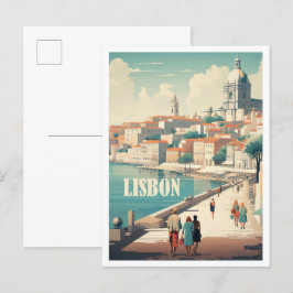 Lissabon Portugal Kunst-Jahrgang Reise Illustratio Postkarte