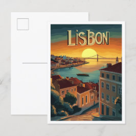 Lissabon Portugal Kunst-Jahrgang Reise Illustratio Postkarte