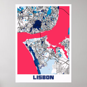 Lissabon - Portugal MilkTea Stadtplan Poster