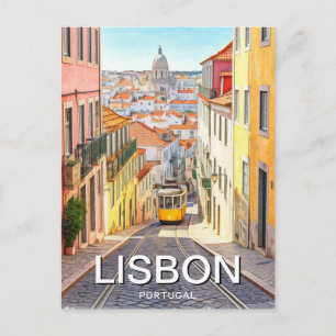 Lissabon Portugal Pantheon Alfama Aquarell Postkarte
