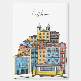Lissabon Portugal Pantheon Alfama Illustration Magnet
