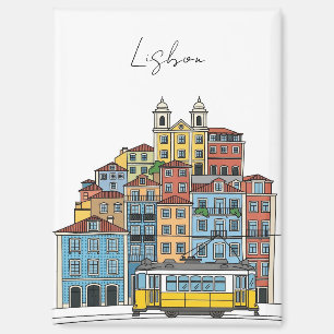 Lissabon Portugal Pantheon Alfama Illustration Magnet