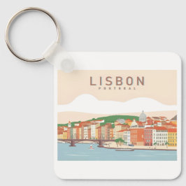 Lissabon Portugal Pastelltadel Reisedesign Schlüsselanhänger