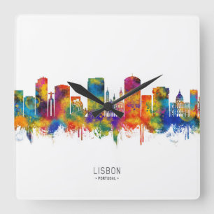 Lissabon Portugal Quadratische Wanduhr