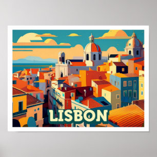 Lissabon Portugal Reise künstlerisch bunt Poster