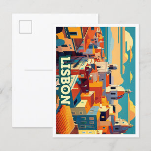 Lissabon Portugal Reise künstlerisch bunt Postkarte