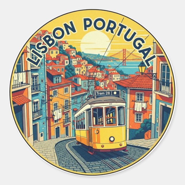 Lissabon Portugal Reisen Alfama Runder Aufkleber (Vorderseite)