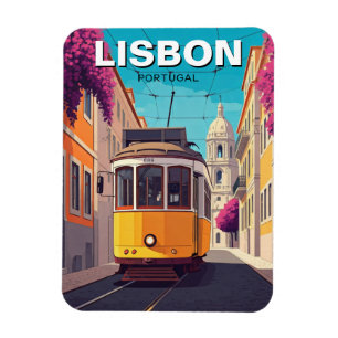 Lissabon Portugal Reisen Gelbe Straßenbahn Magnet