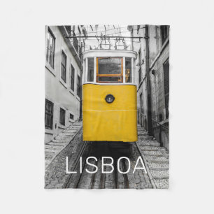 Lissabon Portugal Retro-Straßenbahn Vintage-Souven Fleecedecke