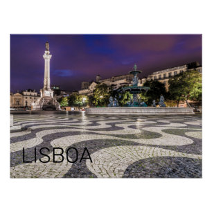 Lissabon Portugal Rossio Square Holiday Souvenir Poster