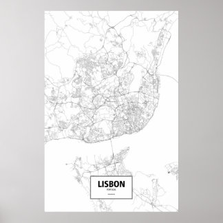 Lissabon, Portugal (schwarz auf weiß) Poster
