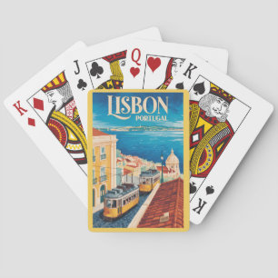 Lissabon Portugal Skyline Illustration Reise Kunst Spielkarten