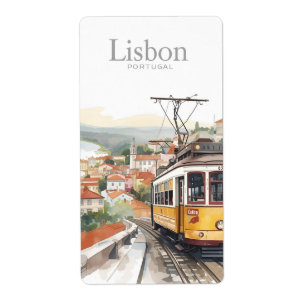 Lissabon Portugal Skyline - Vintage Tram Reise Kun