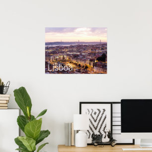 Lissabon Portugal Sunset Skyline Cityscape Souveni Poster