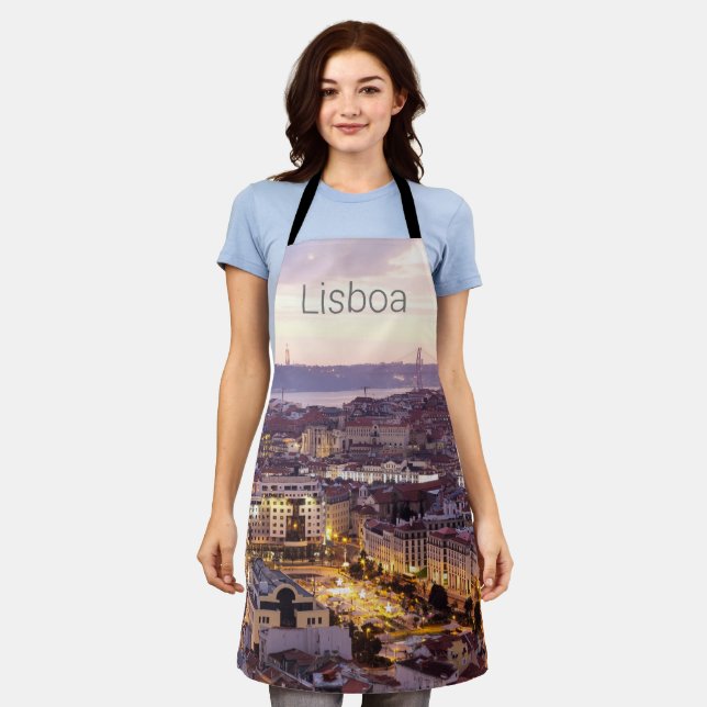 Lissabon Portugal Sunset Skyline Cityscape Souveni Schürze (Getragen)