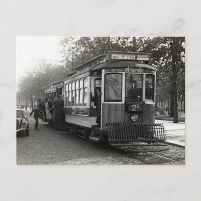 Lissabon Portugal Tram Postkarte der 40er Jahre (Vorderseite)