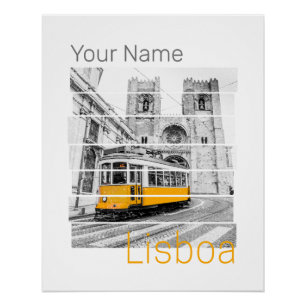 Lissabon Portugal Vintag Holiday Tram Souvenir Poster