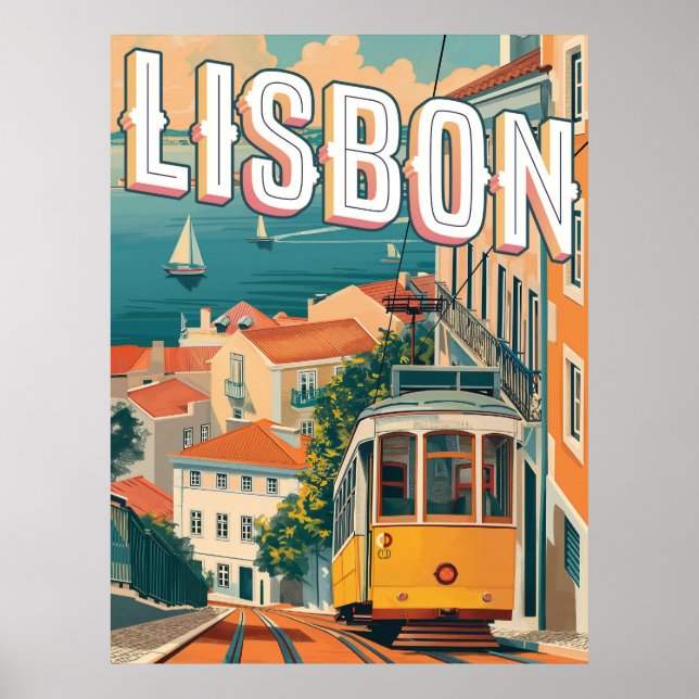 Lissabon, Portugal Vintage Reise Poster (Vorne)