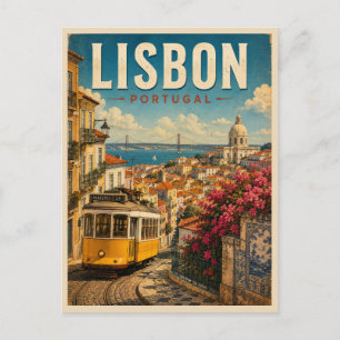 Lissabon Portugal Vintage Reise Postkarte