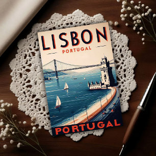 Lissabon Portugal Vintage Reise Postkarte