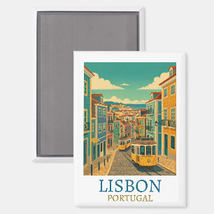 Lissabon Portugal Vintage Reiseillustration Magnet