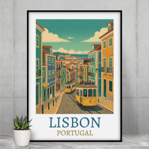 Lissabon Portugal Vintage Reiseillustration Poster