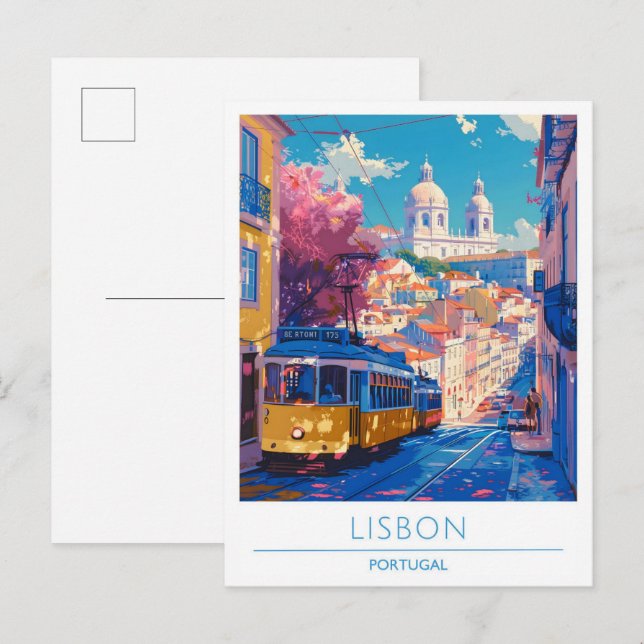 Lissabon Portugal Vintage Travel Postkarte (Vorne/Hinten)